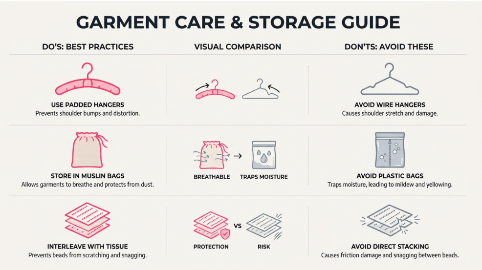 Storage Tips for Embellished Garments | Artisan Care Guide