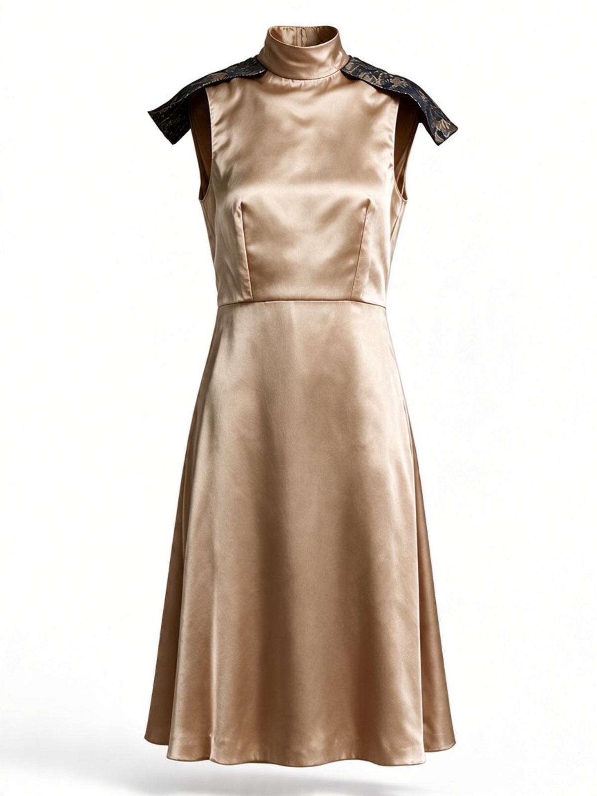 Shop The Viviana Dress by La' Agra: intricate South Asian–inspired detailing and a refined, artisan-crafted silhouette in navy, champagne, and white.