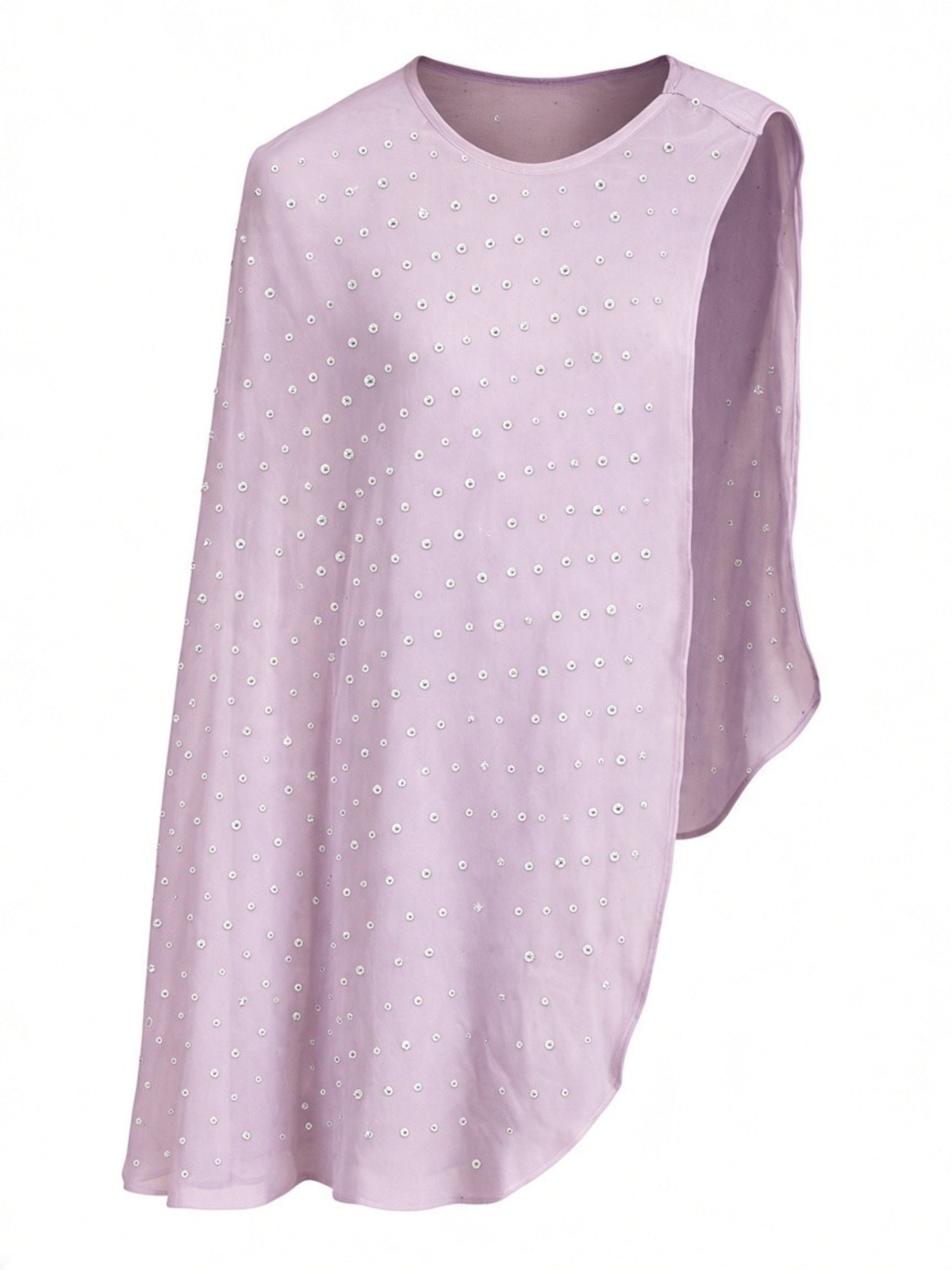 Drape The Maya Shawl by La' Agra over a white top or sleeveless layer. An artisan-made lilac shawl that adds soft, elegant color to any outfit.