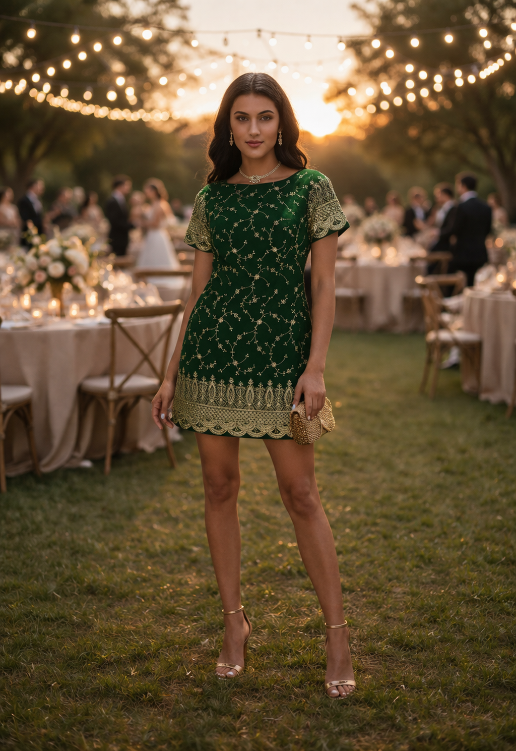 woman in green dress