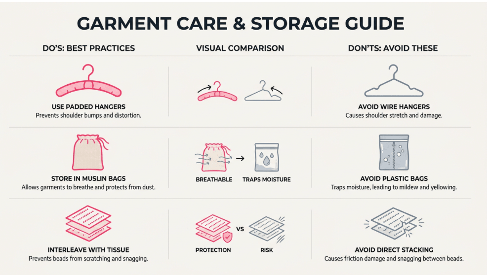 Storage Tips for Embellished Garments | Artisan Care Guide