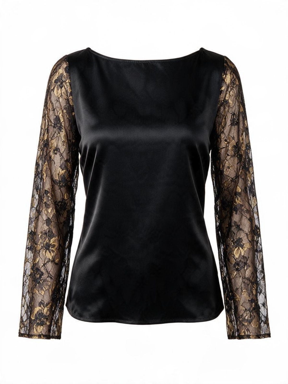 The Petal Top by La' Agra: a black top with delicate lace sleeves and artisan-crafted detail. Pair it with a bold skirt or tailored trousers.